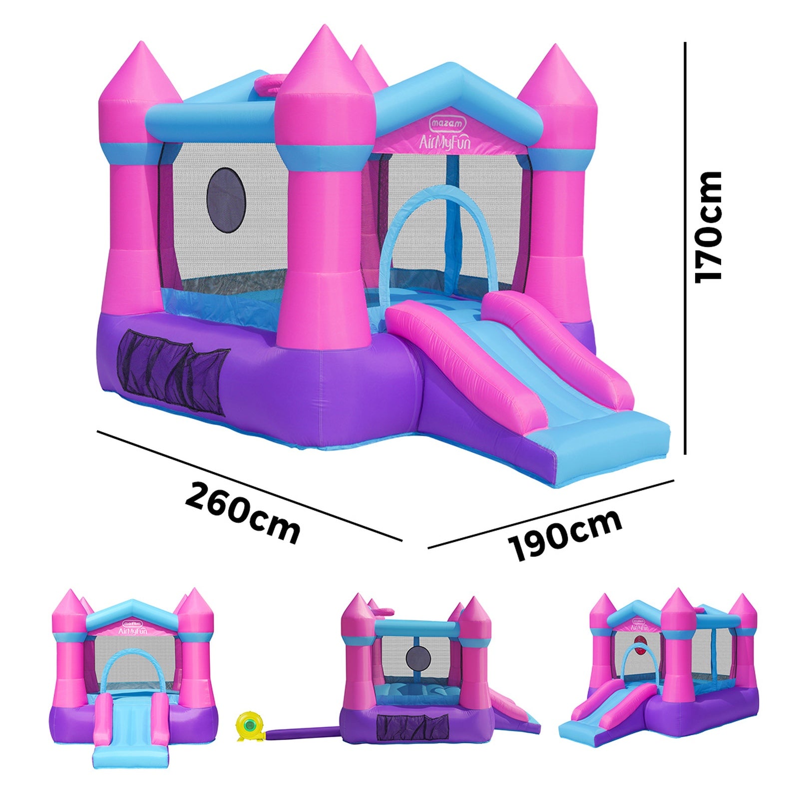 AirMyFun Inflatable Bouncy Castle Kids Dry Jump Slide Bounce House Play Toy