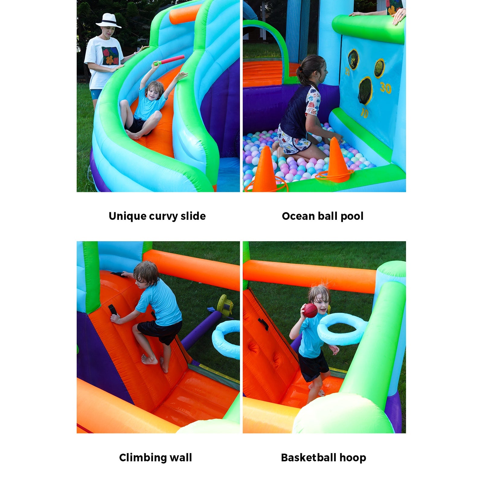Doctor Dolphin 10-IN-1 Inflatable Water Park Jumping Castle Bounce Pool Blower - Sunyee