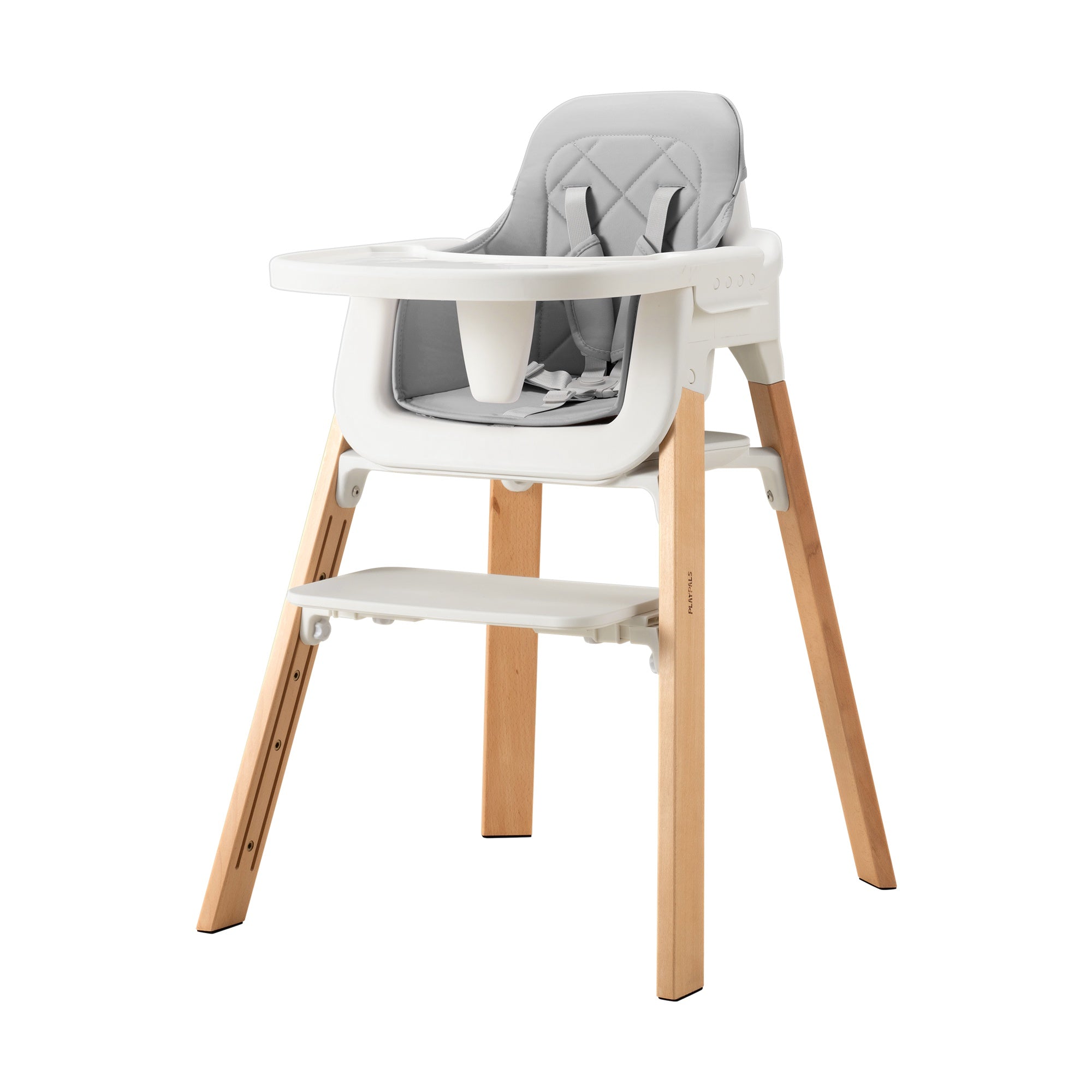 PlayPals Baby High Chair 3-In-1 Beech Wood Adjustable Height & Tray - Sunyee