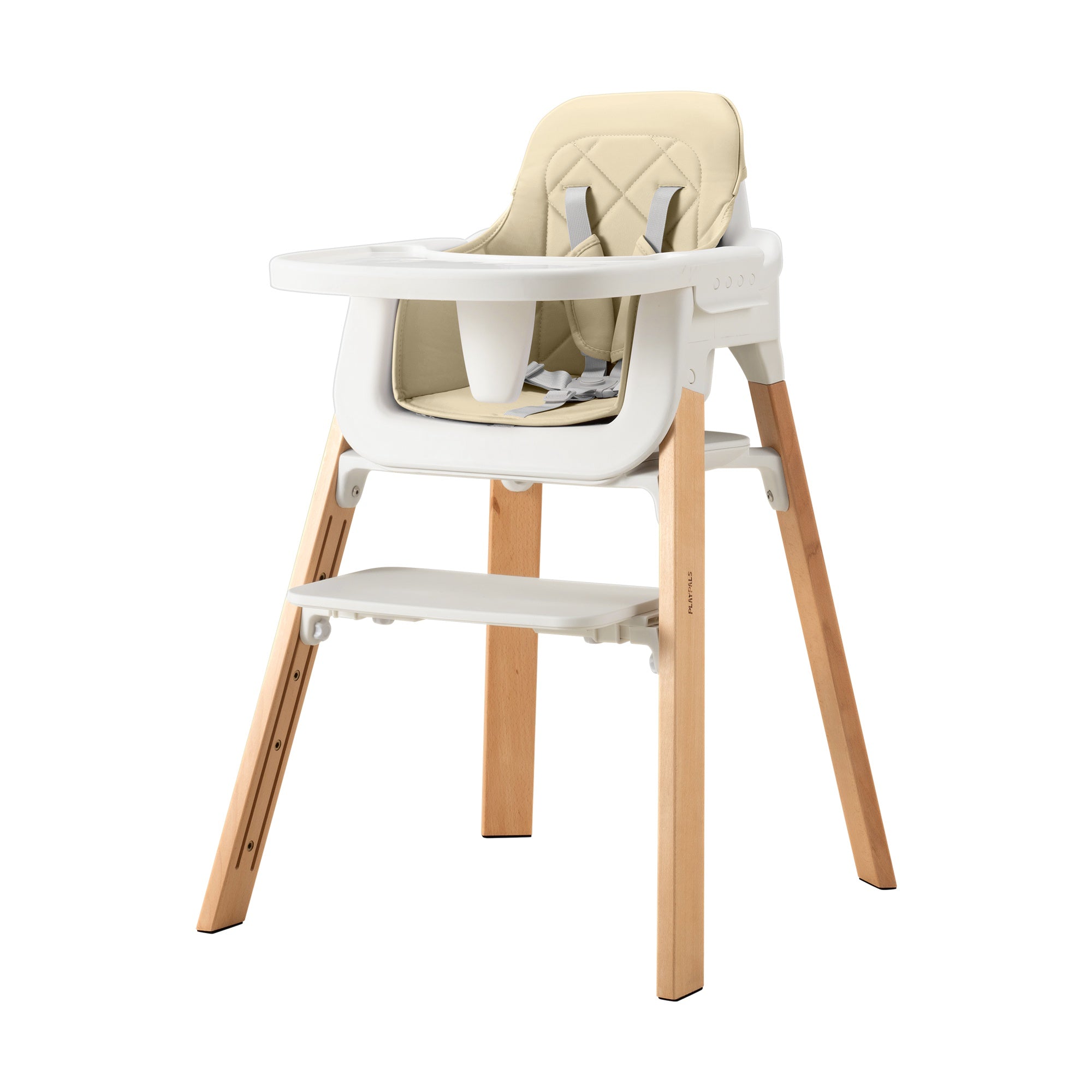 PlayPals Baby High Chair 3-In-1 Beech Wood Adjustable Height & Tray - Sunyee
