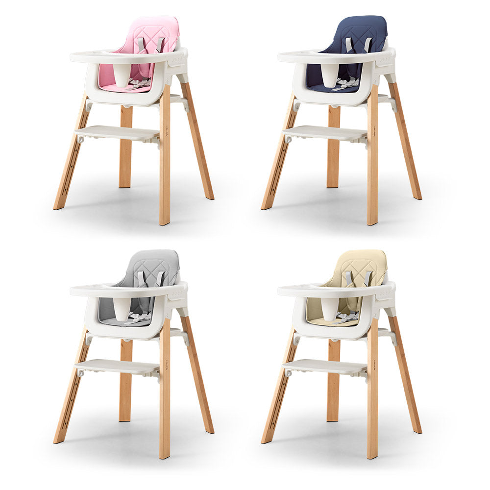 PlayPals Baby High Chair 3-In-1 Beech Wood Adjustable Height & Tray - Sunyee