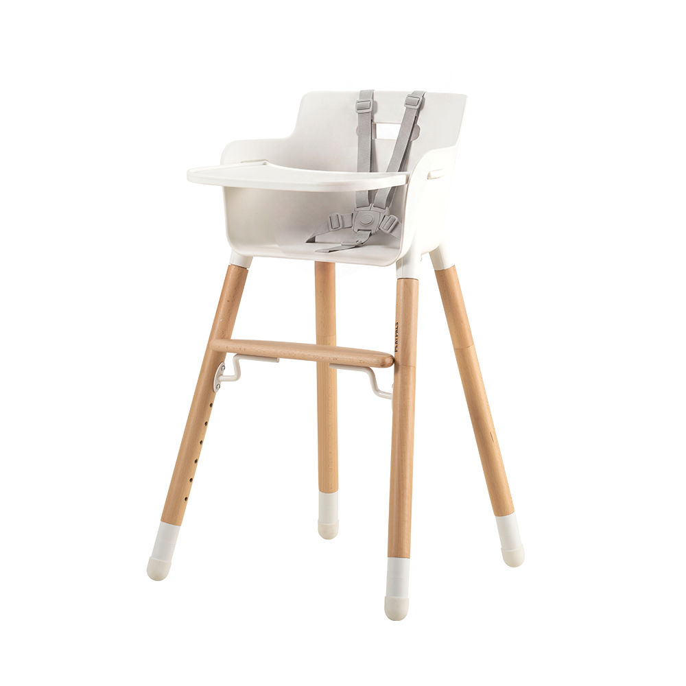 PlayPals Baby High Chair Beech Wood 2 Height Modes Adjustable Footrest