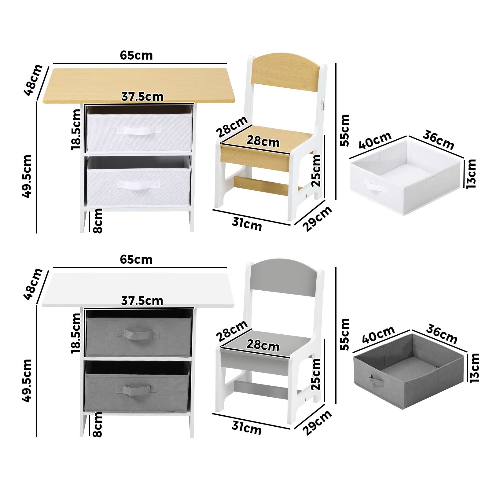 Oikiture Kids Table and Chairs Set Children Activity Play Toy Storage Box Desk - Sunyee