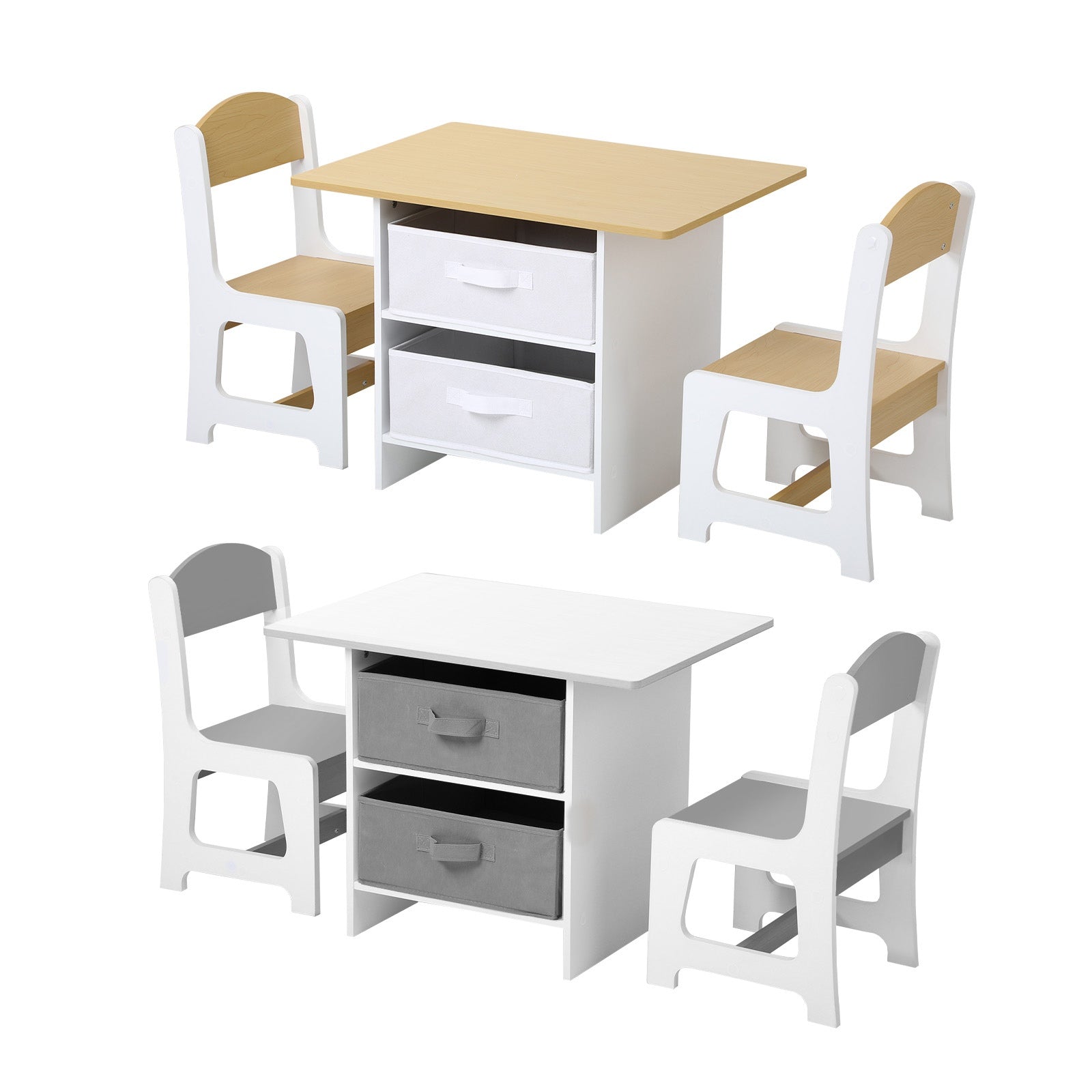 Oikiture Kids Table and Chairs Set Children Activity Play Toy Storage Box Desk - Sunyee