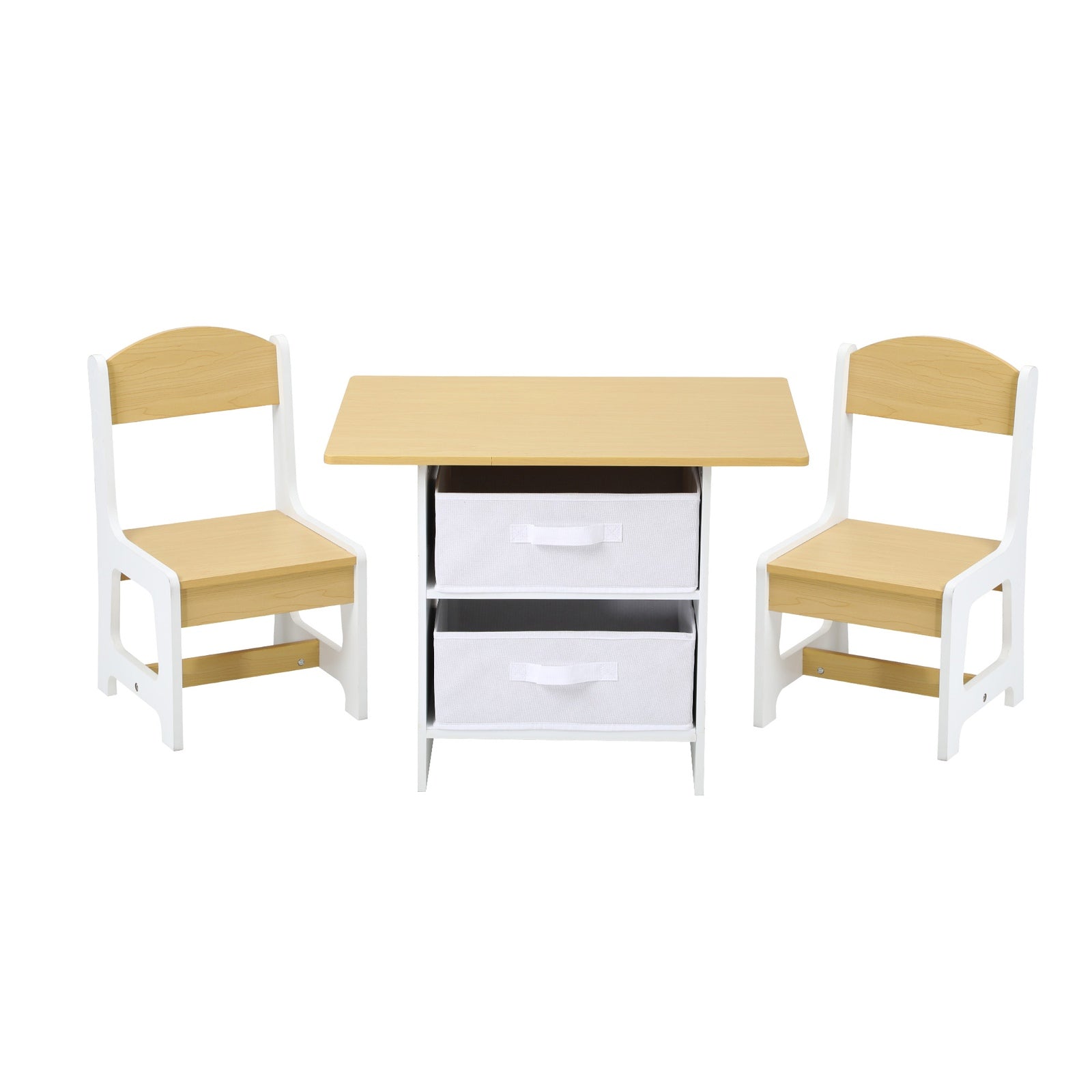 Oikiture Kids Table and Chairs Set Wooden Play Study Desk with Toy Storage Box - Sunyee