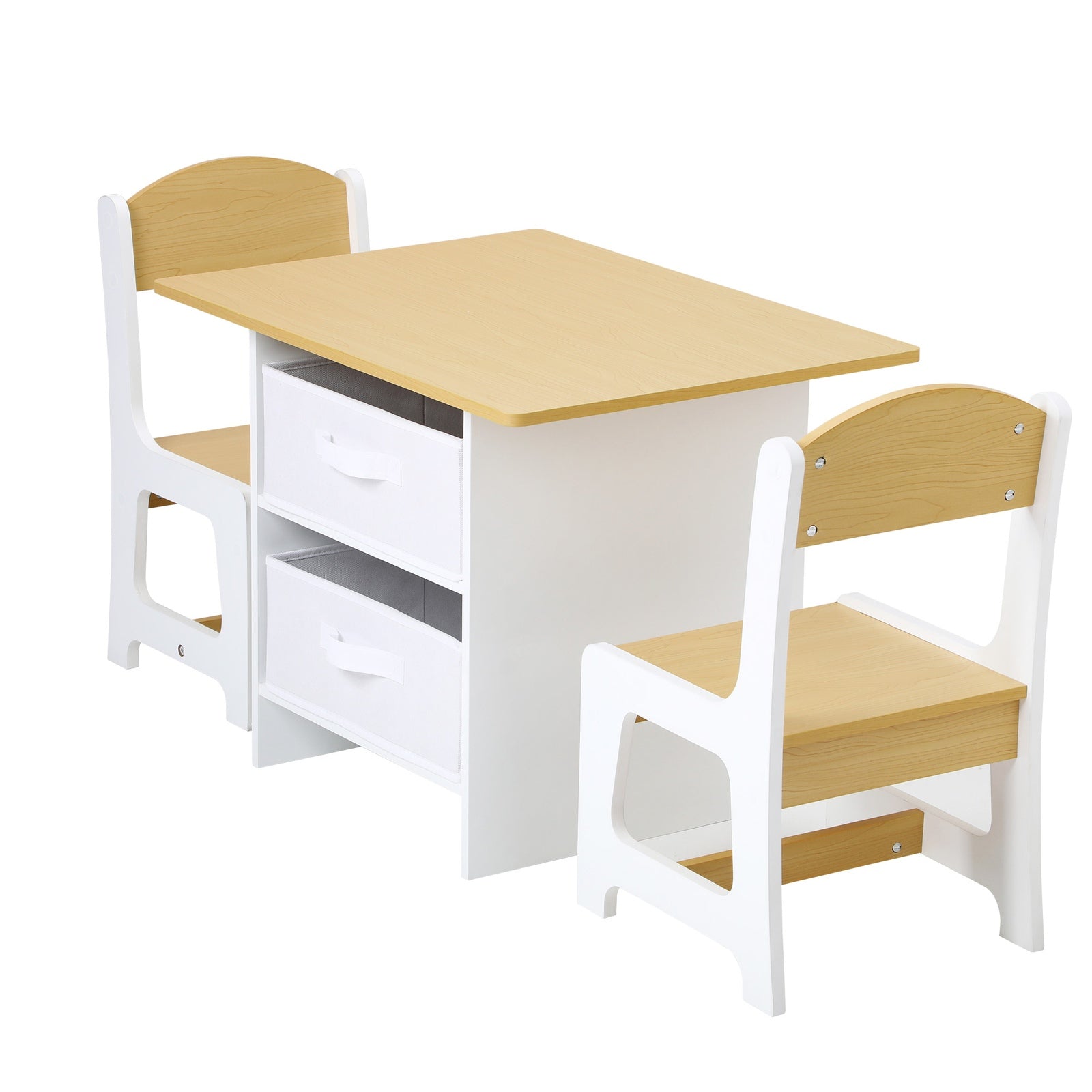 Oikiture Kids Table and Chairs Set Wooden Play Study Desk with Toy Storage Box - Sunyee