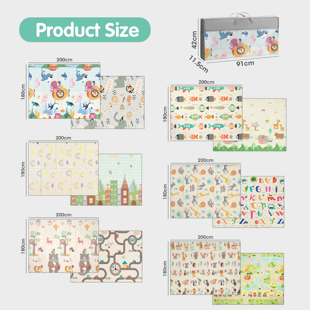 Playpals Kids Play Mat Baby Crawling Double Folding XPE Foam Pad Non-slip Carpet - Sunyee