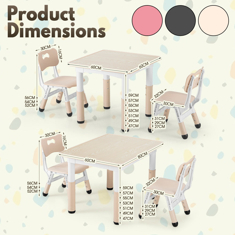 PlayPals Kids Table and Chairs Set Height Adjustable Graffiti Desktop - Sunyee