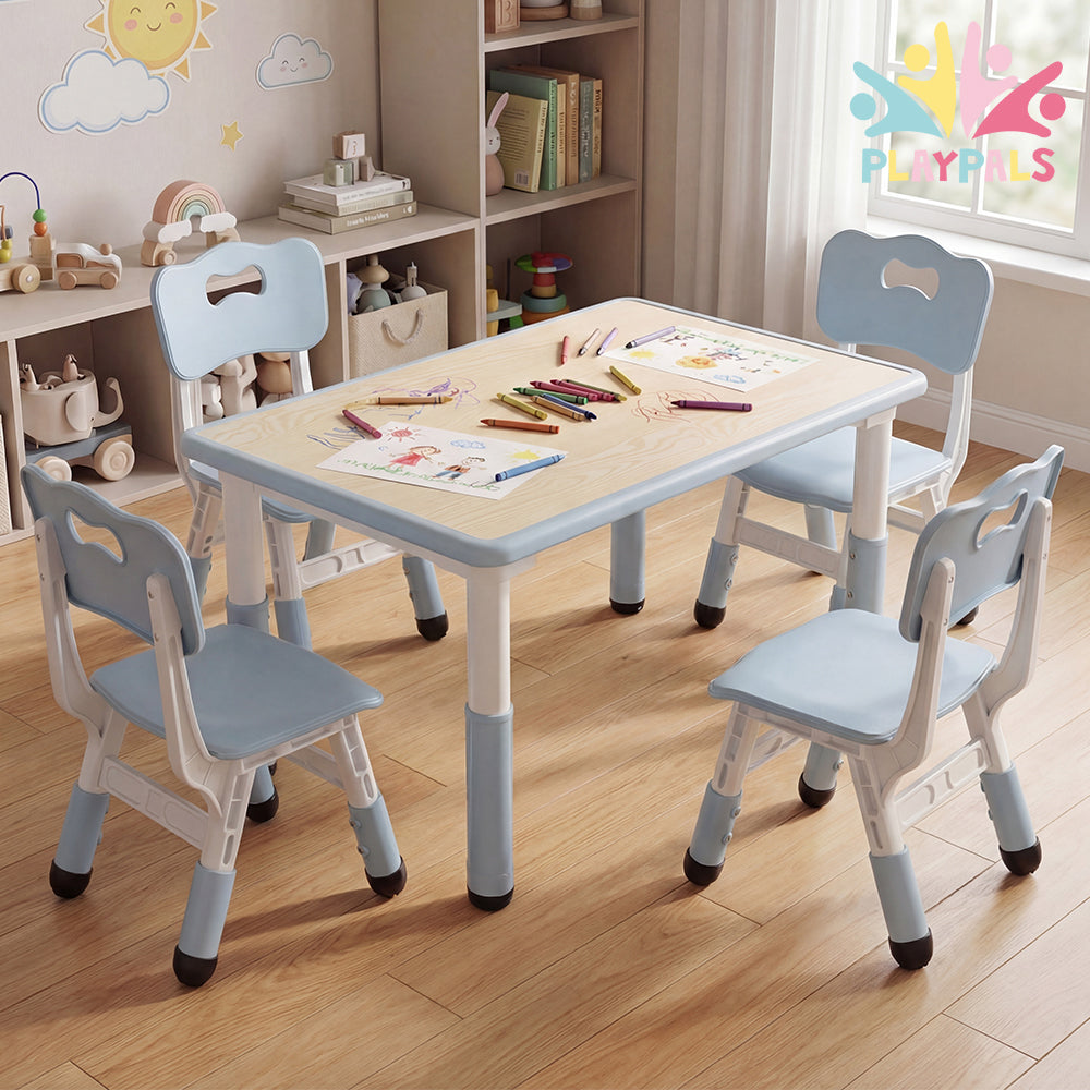 PlayPals Kids Table and Chairs Set Height Adjustable Graffiti Desktop - Sunyee