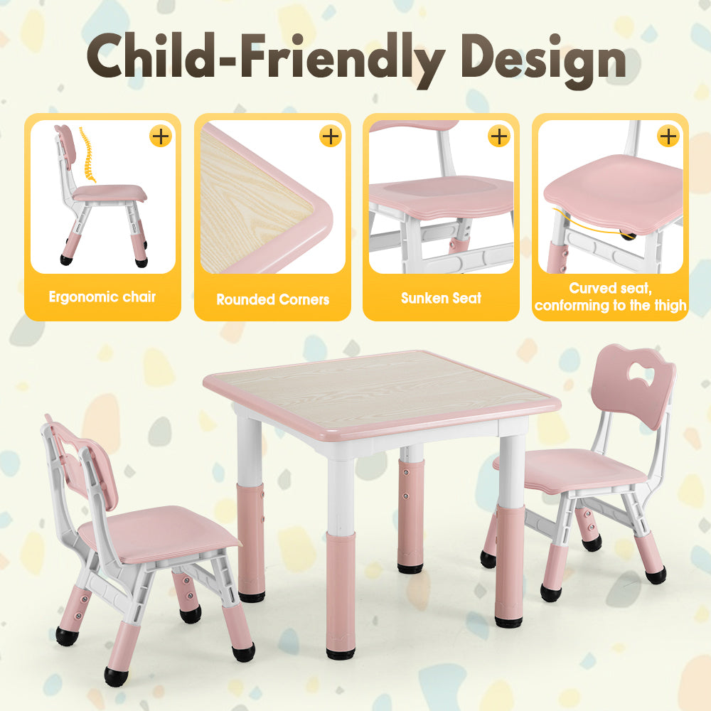 PlayPals Kids Table and Chairs Set Height Adjustable Graffiti Desktop - Sunyee
