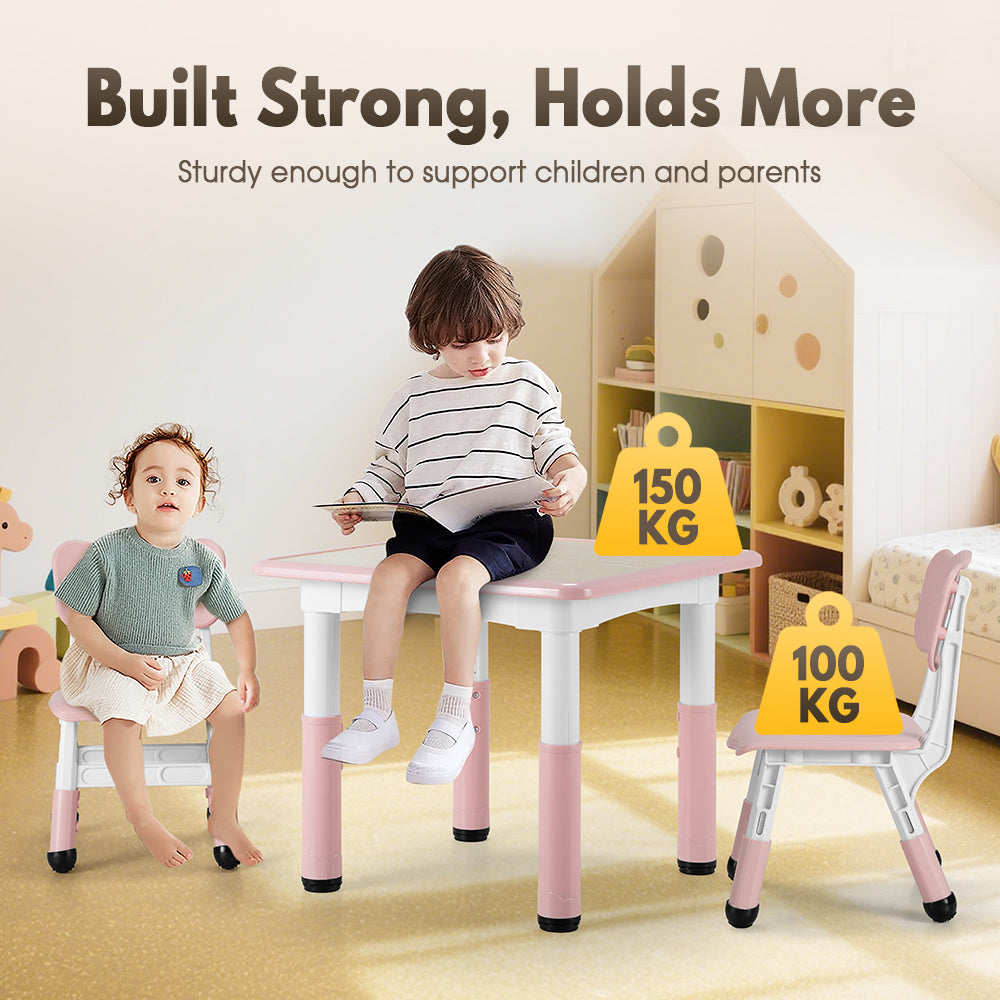 PlayPals Kids Table and Chairs Set Height Adjustable Graffiti Desktop - Sunyee