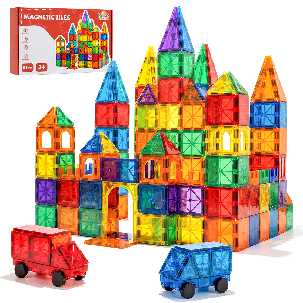 Playpals 158PCS Kids Magnetic Tiles Blocks Building Educational Toys Child Gift - Sunyee