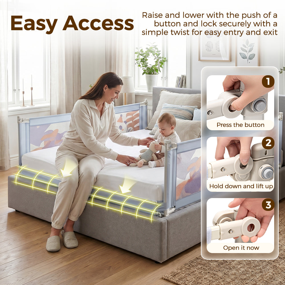 Playpals Baby Bed Rail S/M/L Height Adjustable Kids Safety Toddler Protect