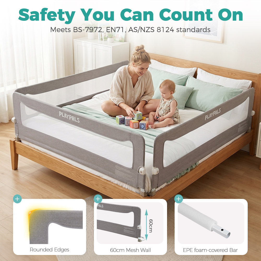 PlayPals Baby Bed Rail 150/180/200CM Cationic Fabric Folding Safety Protect