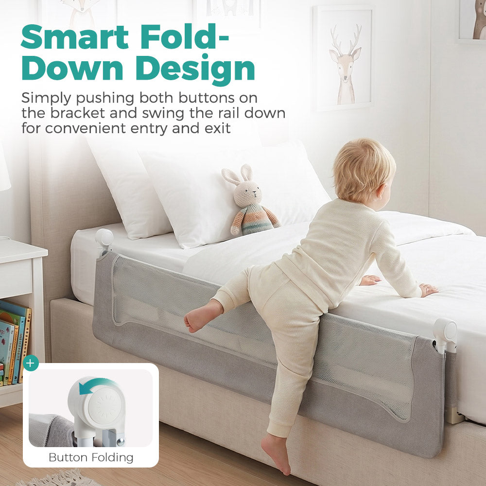 PlayPals Baby Bed Rail 150/180/200CM Cationic Fabric Folding Safety Protect