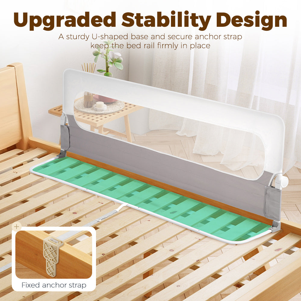 Playpals Baby Bed Rail 200x60CM Adjustable Folding Kids Safety Protect
