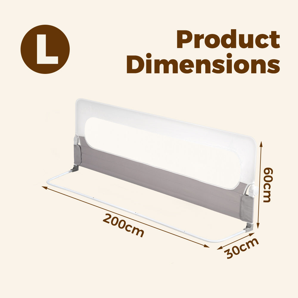 Playpals Baby Bed Rail 200x60CM Adjustable Folding Kids Safety Protect - Sunyee