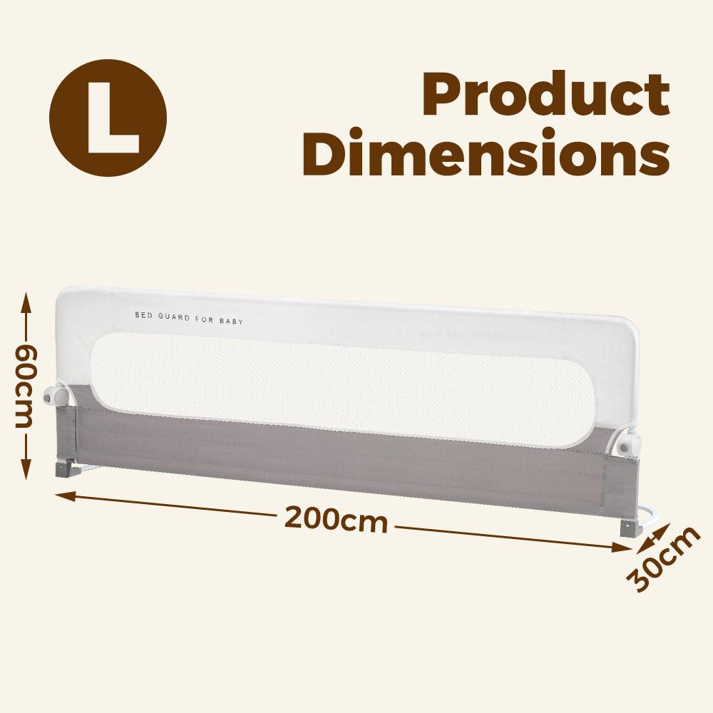 Playpals Baby Bed Rail 200x60CM Adjustable Folding Kids Safety Protect