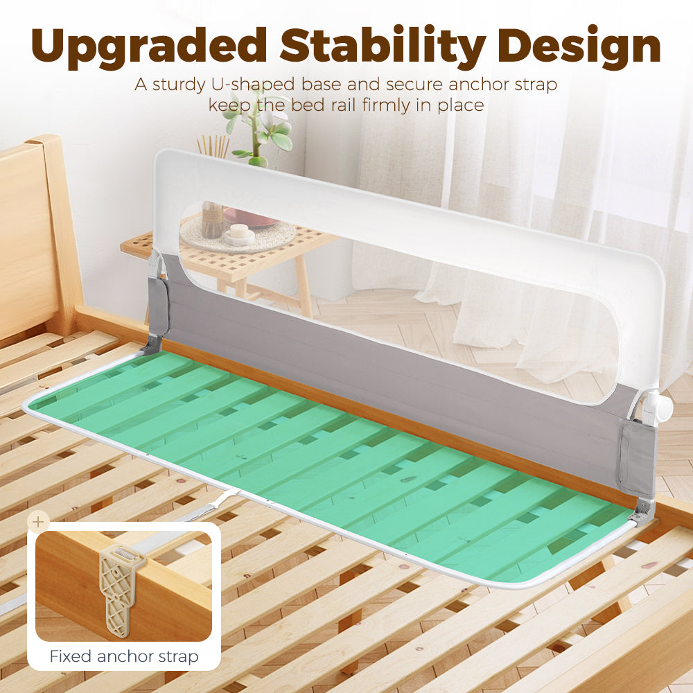 Playpals Baby Bed Rail 180x60CM Adjustable Folding Kids Safety Protect