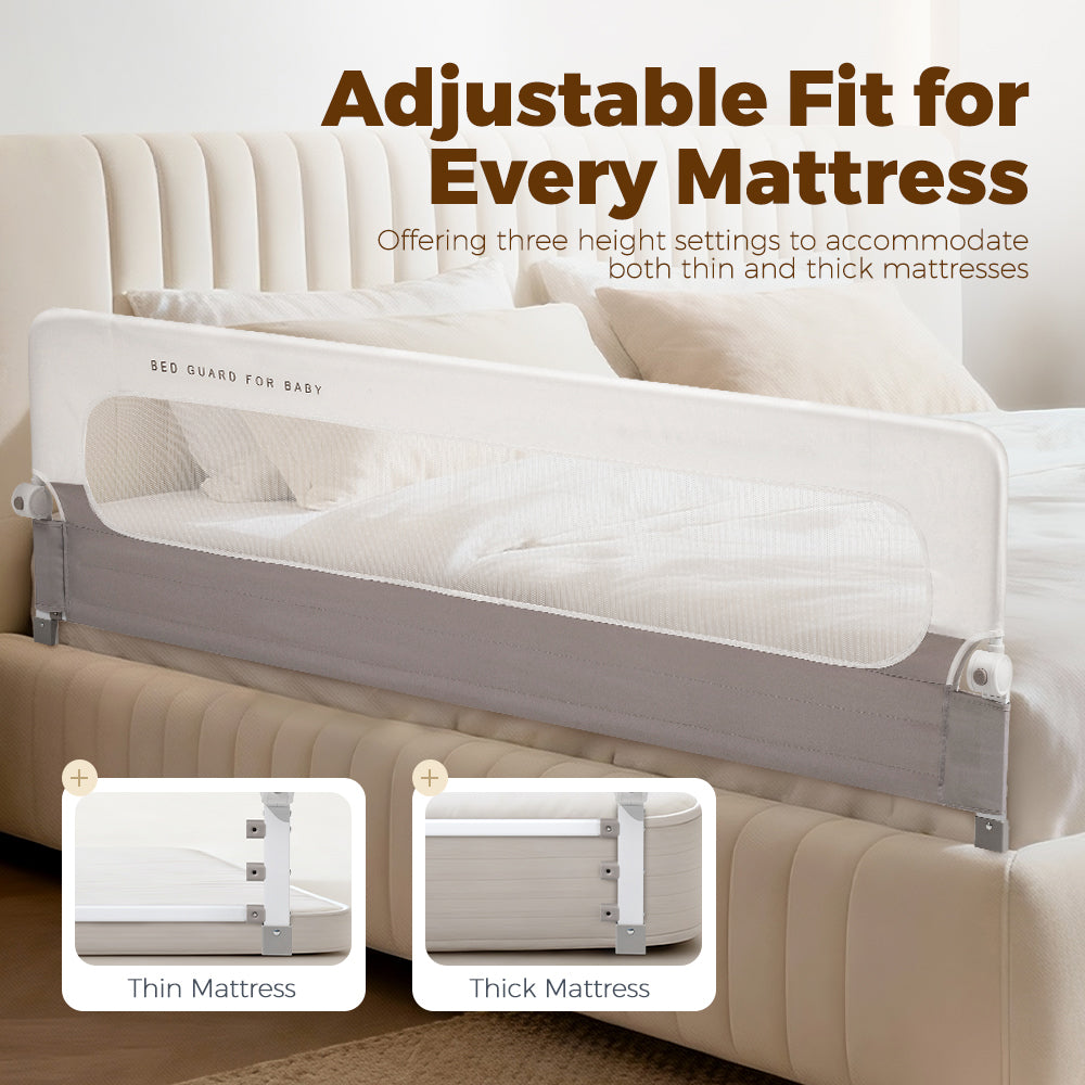 Playpals Baby Bed Rail 180x60CM Adjustable Folding Kids Safety Protect