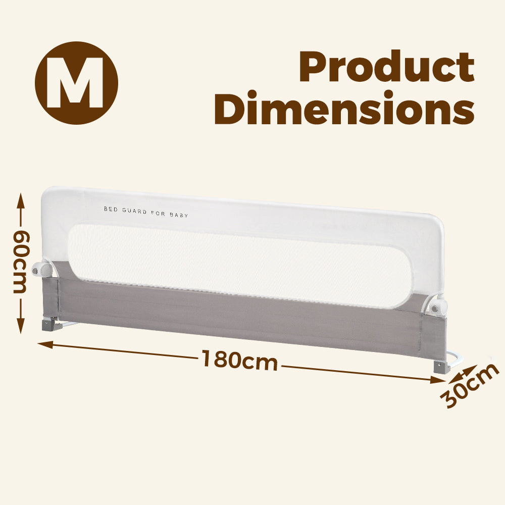 Playpals Baby Bed Rail 180x60CM Adjustable Folding Kids Safety Protect