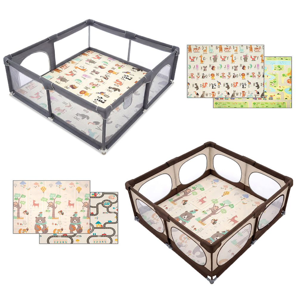 Playpals Baby Playpen 180X200cm with Foldable Kid Play Mat - Sunyee