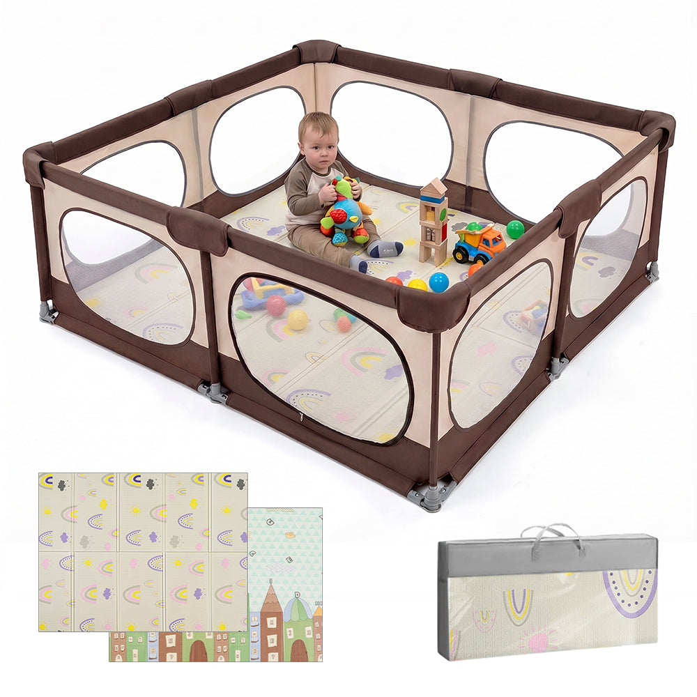 Playpals Baby Playpen 180X200cm with Foldable Kid Play Mat - Sunyee