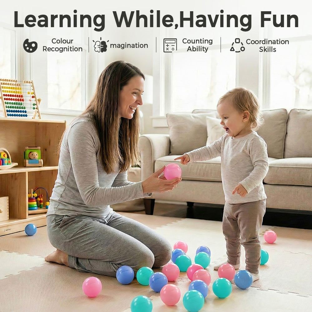 PlayPals 300 Pcs Ball Pit Balls BPA Free Plastic Balls with Storage Bag