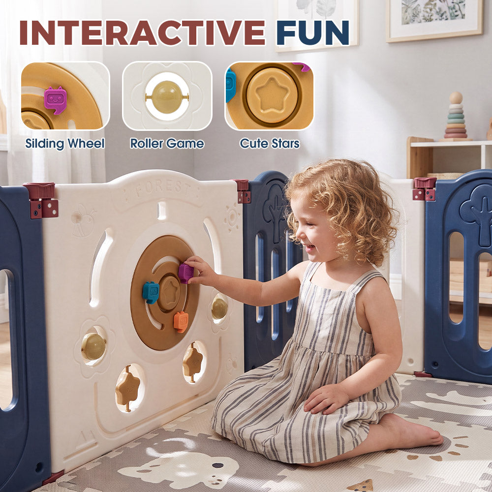 PlayPals Kids Playpen Baby Large Safety Gate Toddler Fence 14/16/18/20 Panels