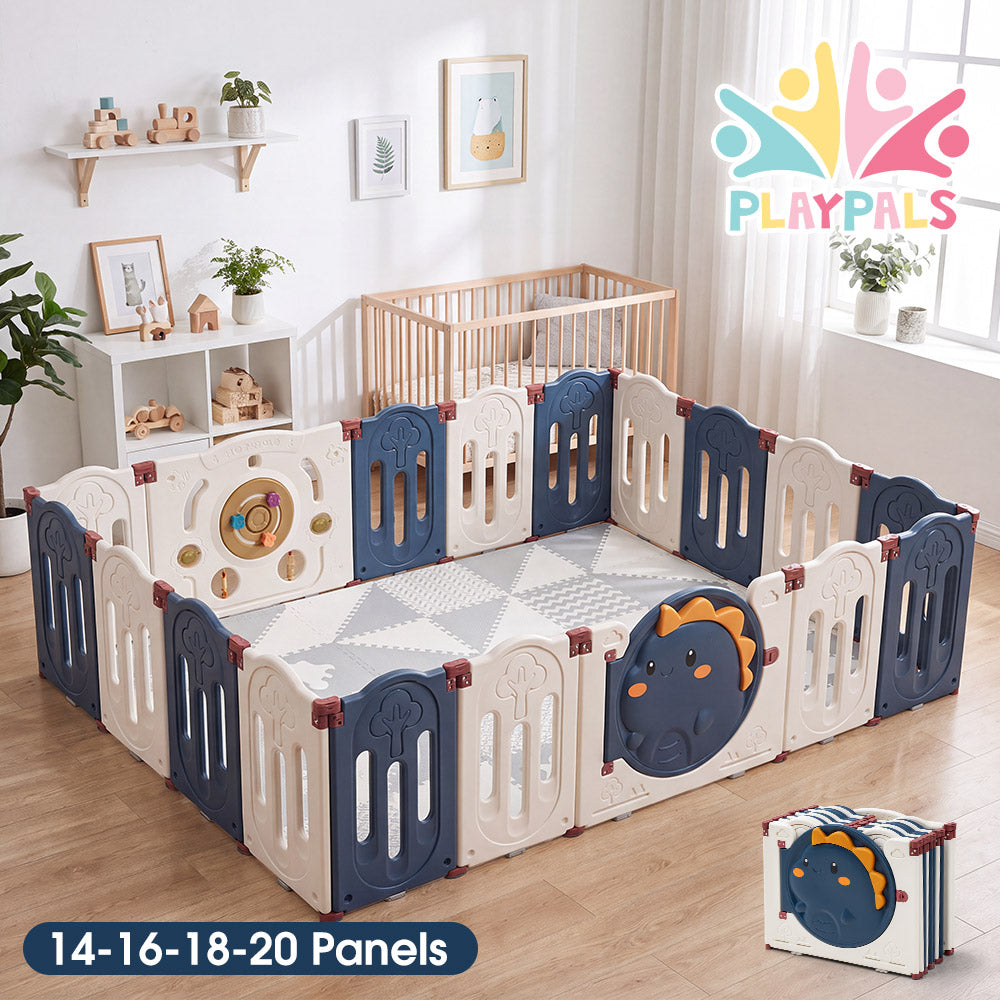 PlayPals Kids Playpen Baby Large Safety Gate Toddler Fence 14/16/18/20 Panels