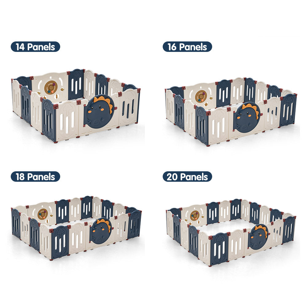 PlayPals Kids Playpen Baby Large Safety Gate Toddler Fence 14/16/18/20 Panels