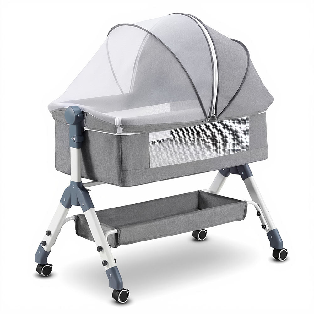 PlayPals Baby Cot Crib Bed Portable Bassinet Bedside Sleeper Adjustable Height - Sunyee