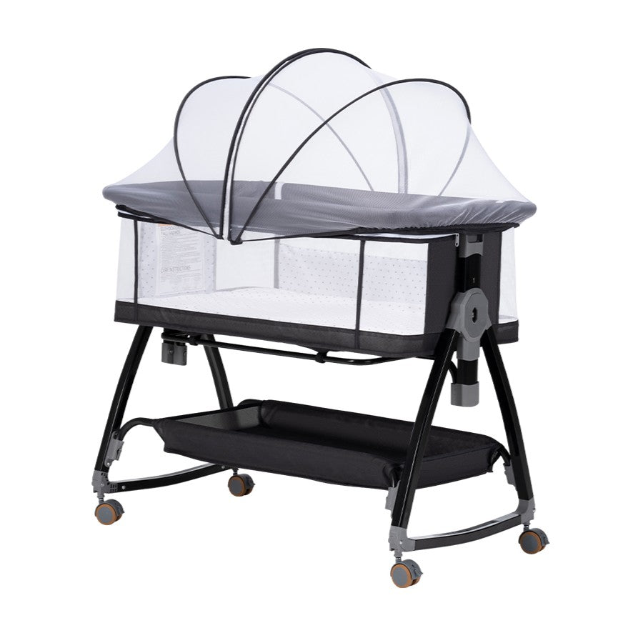 PlayPals 3-in-1 Baby Cot Crib Bed Bassinet Bedside Sleeper Portable Black