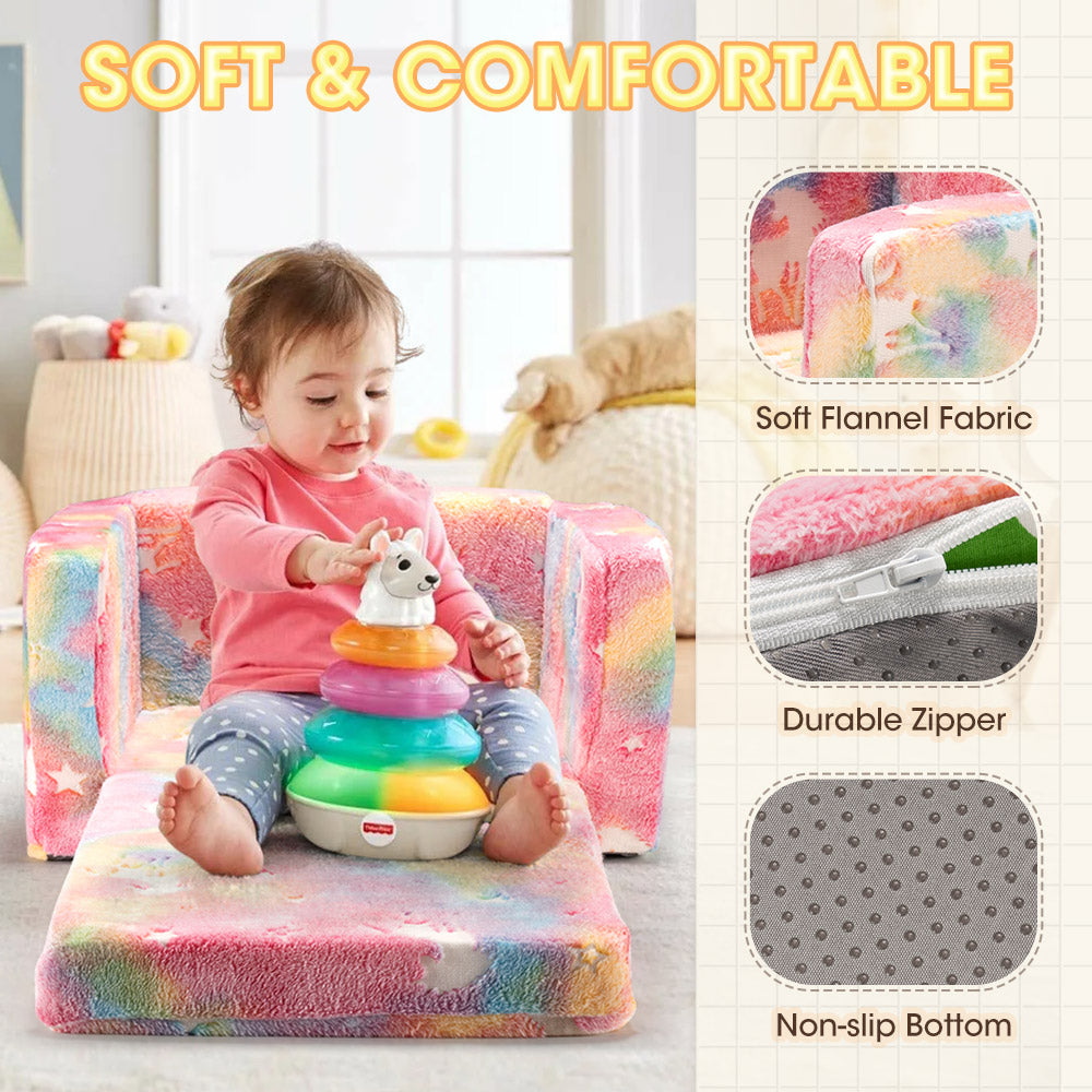 Playpals Kids Sofa Convertible Couch Fold Out Play Couch Toddler Sofa - Sunyee