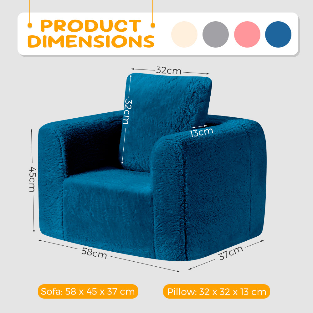 Playpals Kid Sofa Play Couch with Pillow High Back Toddler Chair Sofa - Sunyee