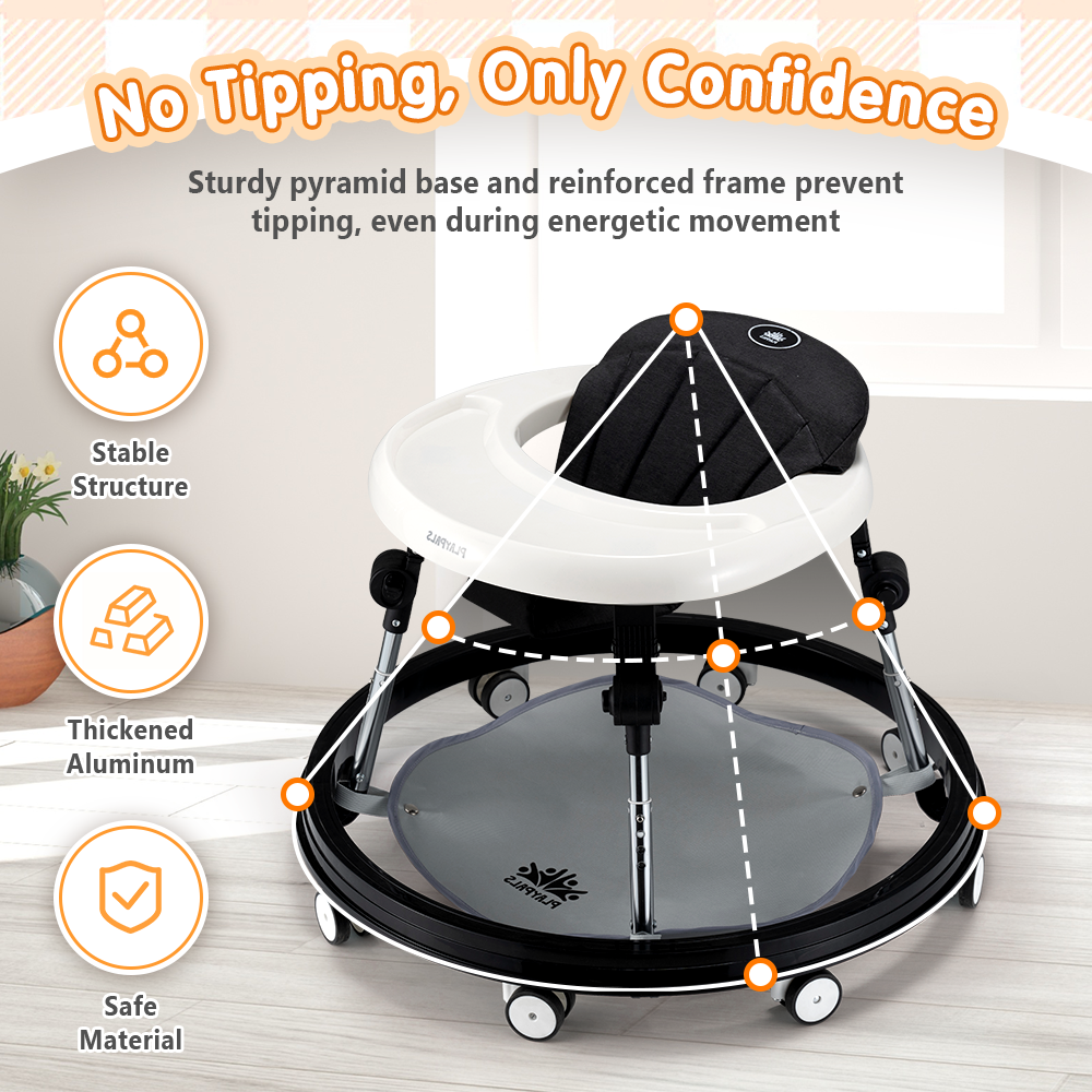 Playpals 3-IN-1 Baby Walker Adjustable Stroller Kids Ride On Toy Black - Sunyee