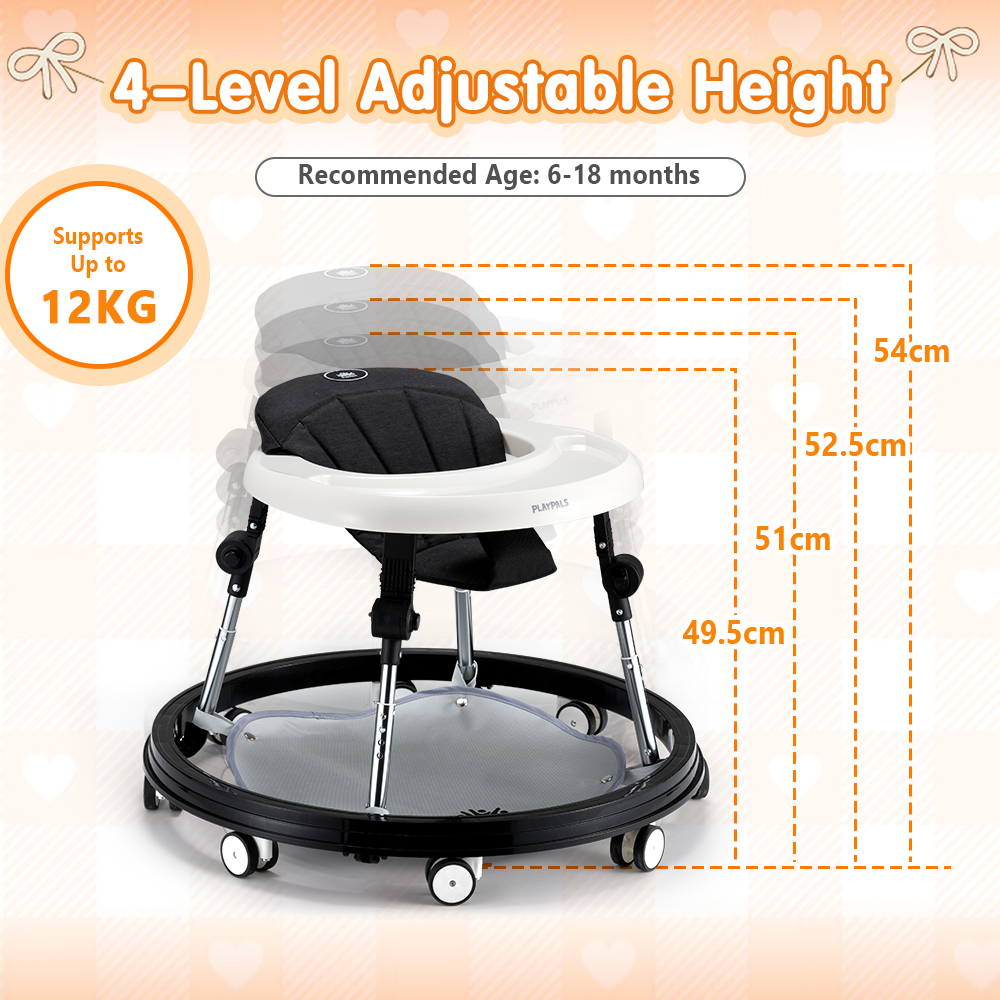 Playpals 3-IN-1 Baby Walker Adjustable Stroller Kids Ride On Toy Black - Sunyee