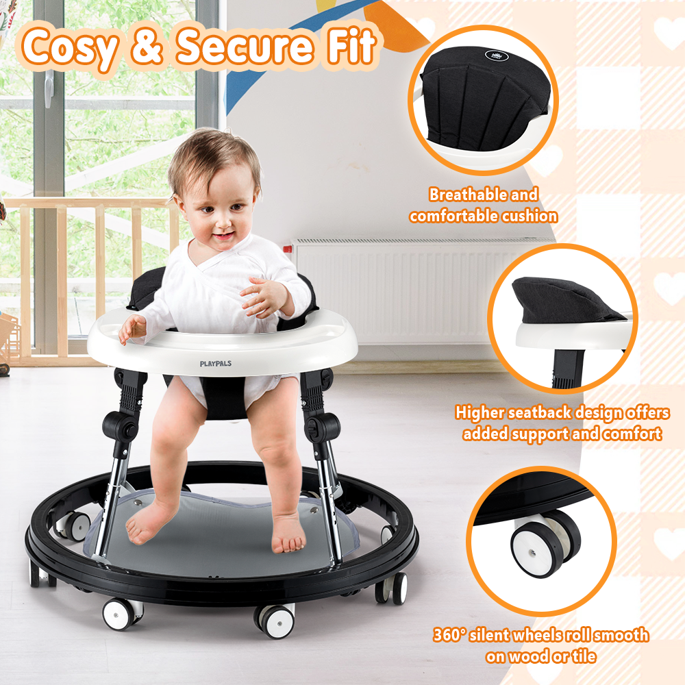 Playpals 3-IN-1 Baby Walker Adjustable Stroller Kids Ride On Toy Black - Sunyee