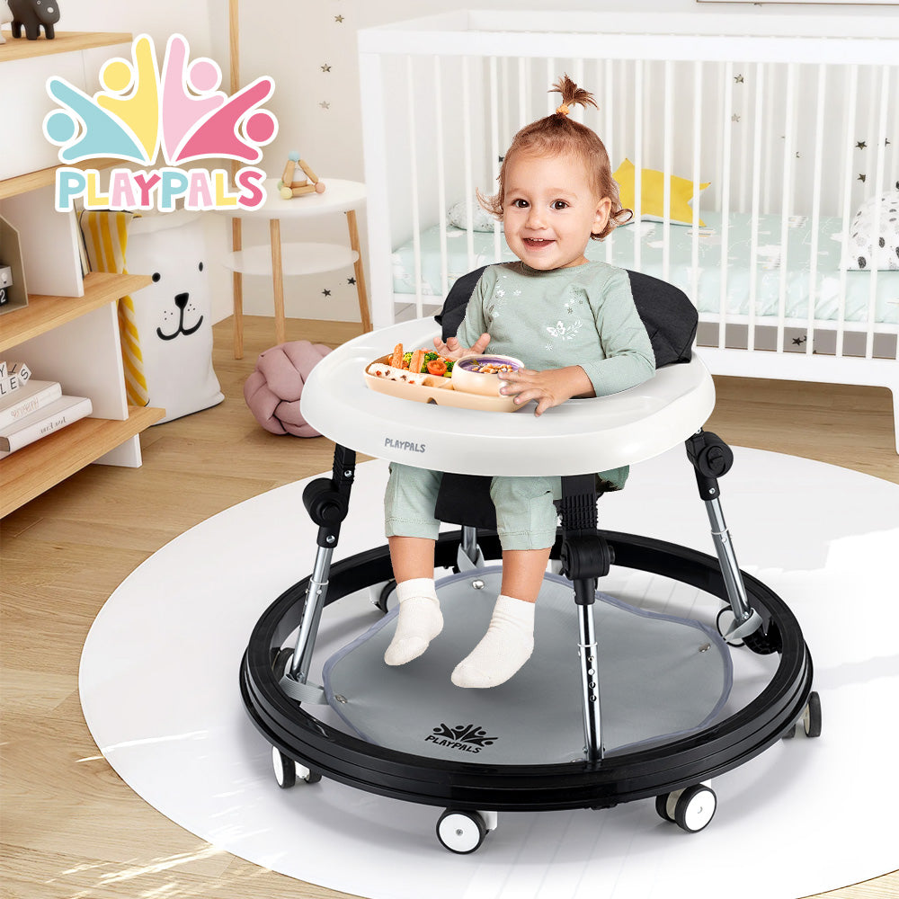 Playpals 3-IN-1 Baby Walker Adjustable Stroller Kids Ride On Toy Black - Sunyee