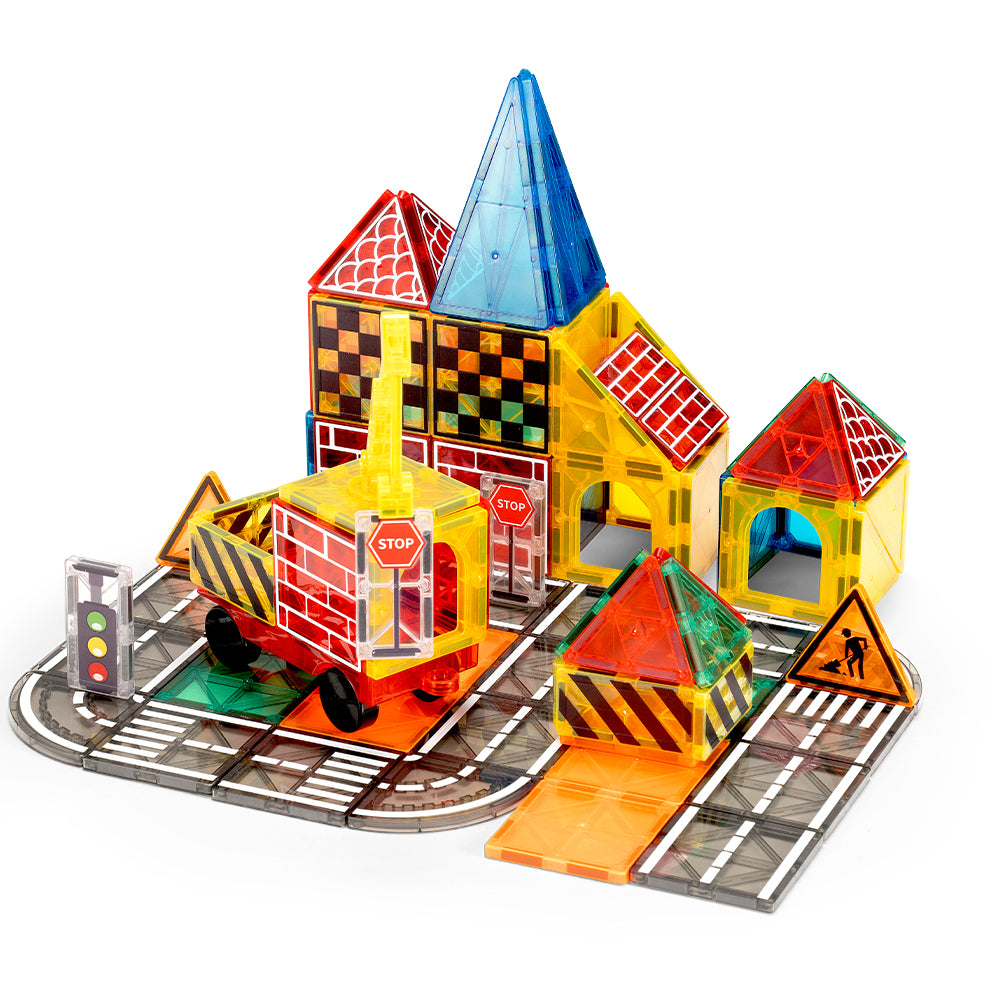 Playpals Kids Magnetic Tiles Road Set City Building Toys Child Gift - Sunyee