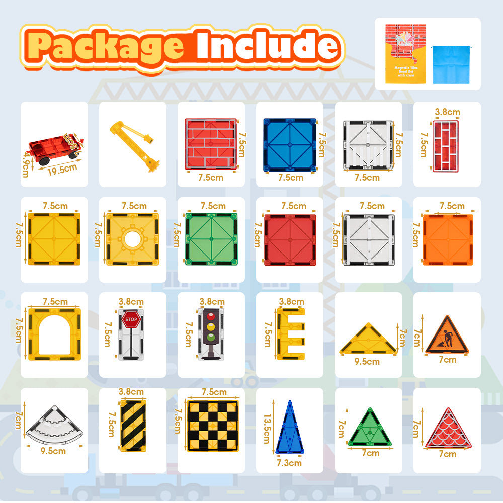 Playpals Kids Magnetic Tiles Road Set City Building Toys Child Gift - Sunyee