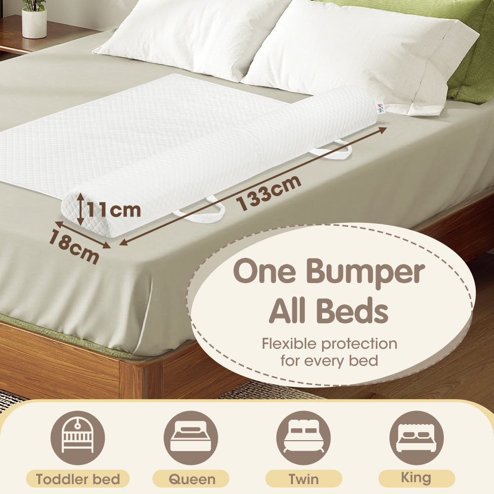 PlayPals Toddlers Bed Bumper 2 Pack w/ Waterproof Flap Bottom & Handle - Sunyee