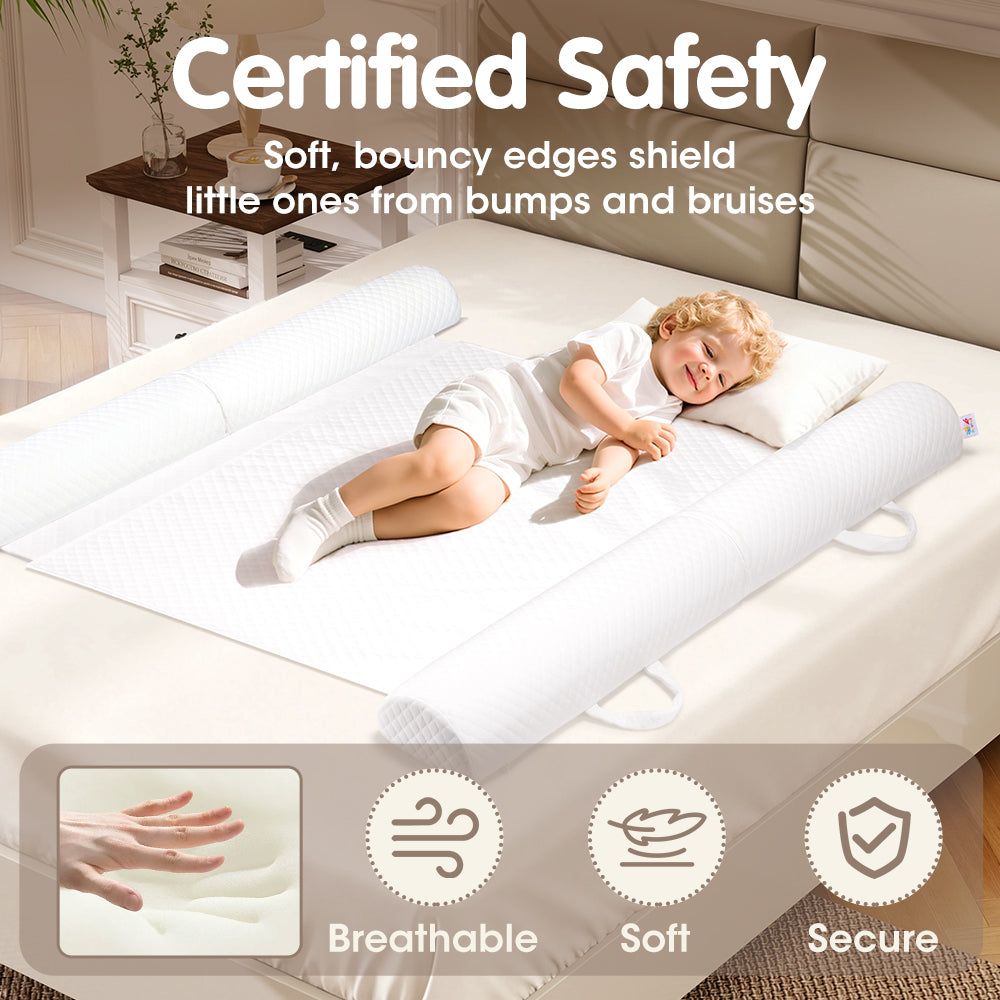 PlayPals Toddlers Bed Bumper 2 Pack w/ Waterproof Flap Bottom & Handle - Sunyee