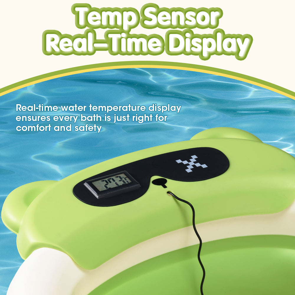 Playpals Collapsible Baby Bathtub with Thermometer Travel Newborn Tub - Sunyee