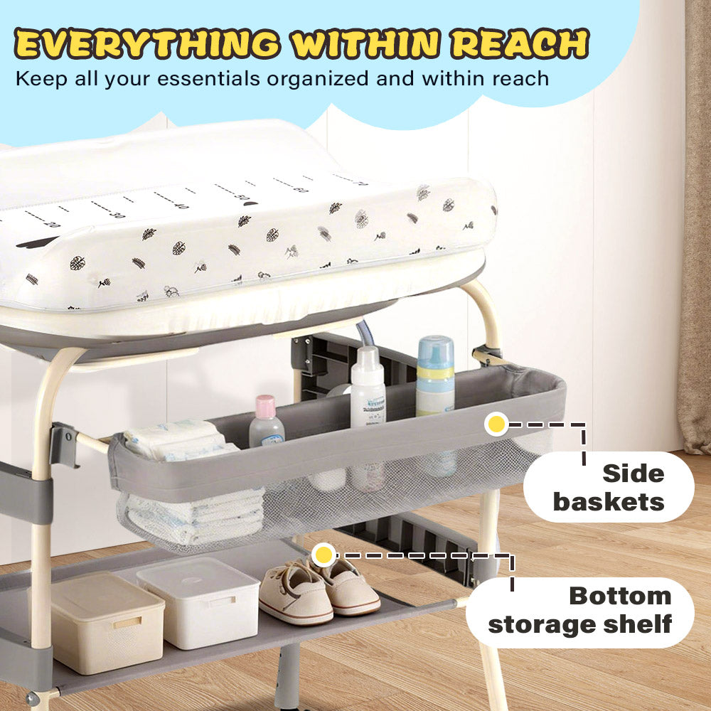 PlayPals Foldable Baby Bathtub with Changing Table w/ Wheels Diaper Change - Sunyee