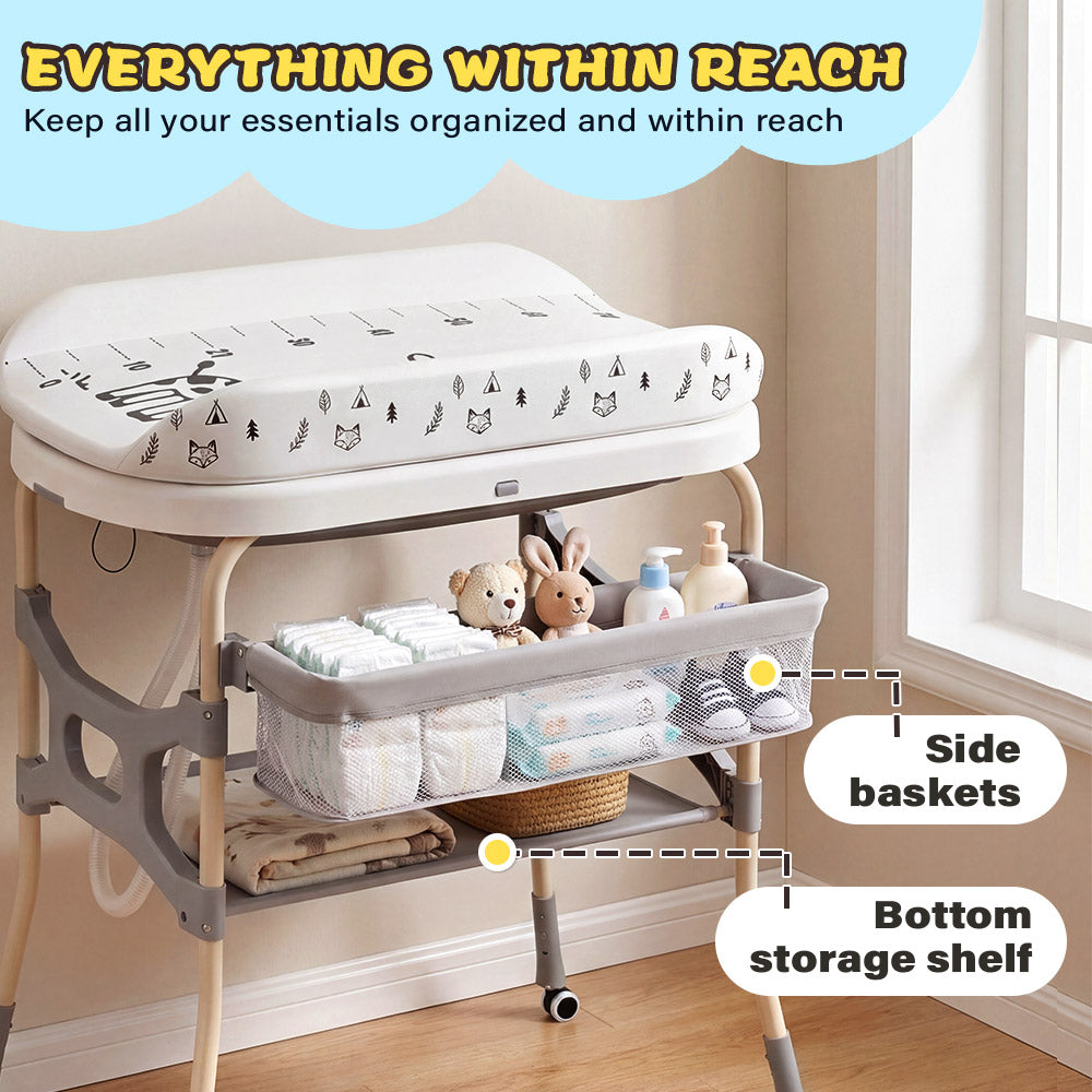 PlayPals Foldable Baby Bathtub with Changing Table w/ Wheels Diaper Change - Sunyee