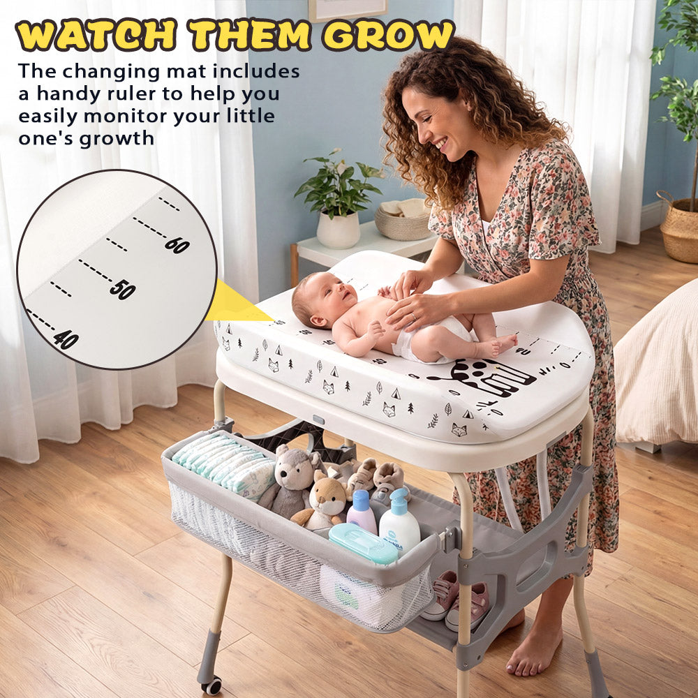 PlayPals Foldable Baby Bathtub with Changing Table w/ Wheels Diaper Change - Sunyee