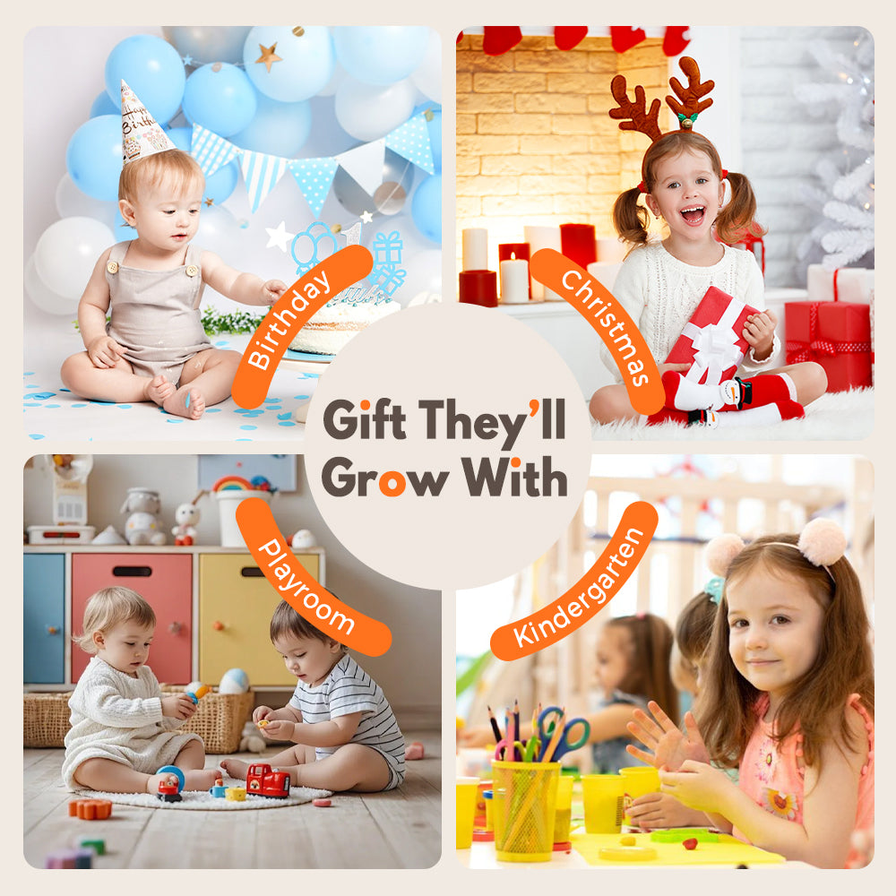 PlayPals 7-In-1 Pikler Triangle Set Wooden Montessori Climbing for Toddlers - Sunyee