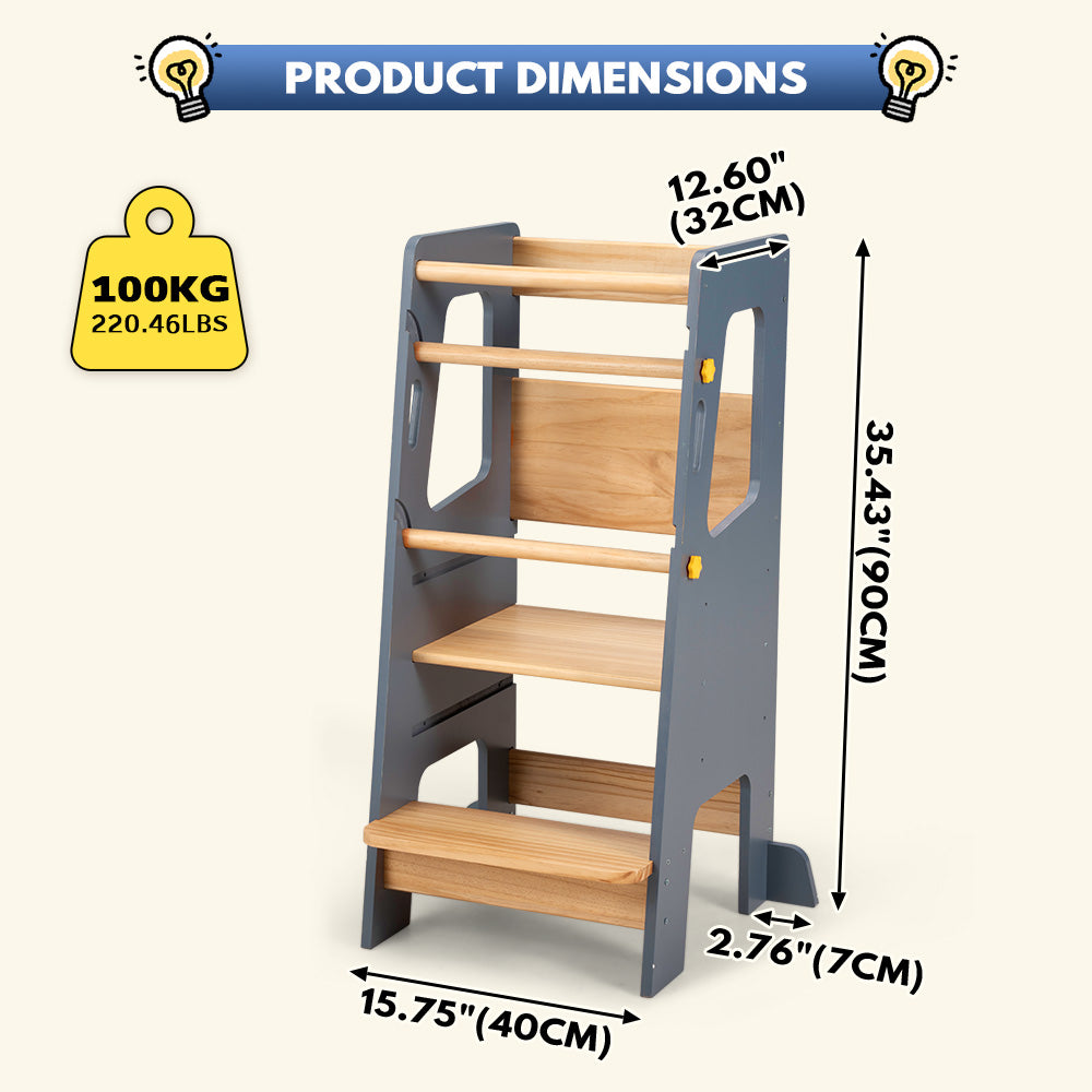 PlayPals Toddler Learning Tower Adjustable Height Step Stool Anti-Slip - Sunyee