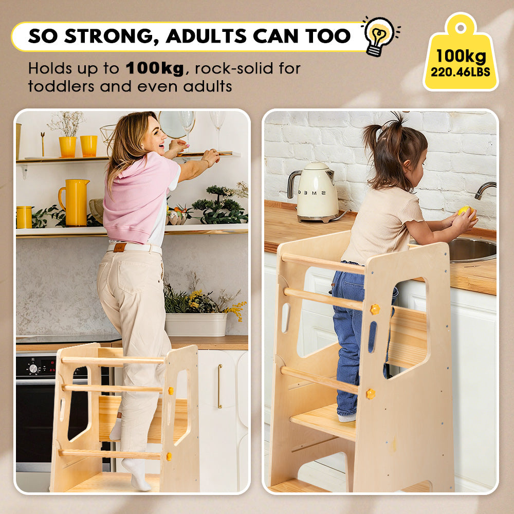 PlayPals Toddler Learning Tower Adjustable Height Step Stool Anti-Slip - Sunyee